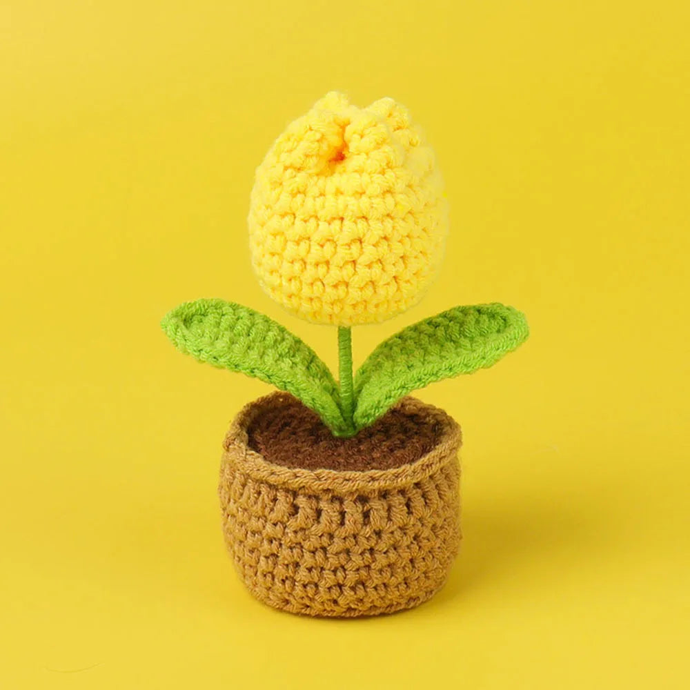 Crochet Tulip Pot Decor