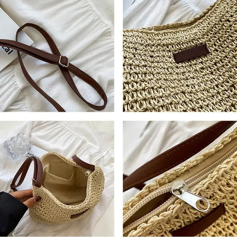 Summer Straw Crossbody Bag