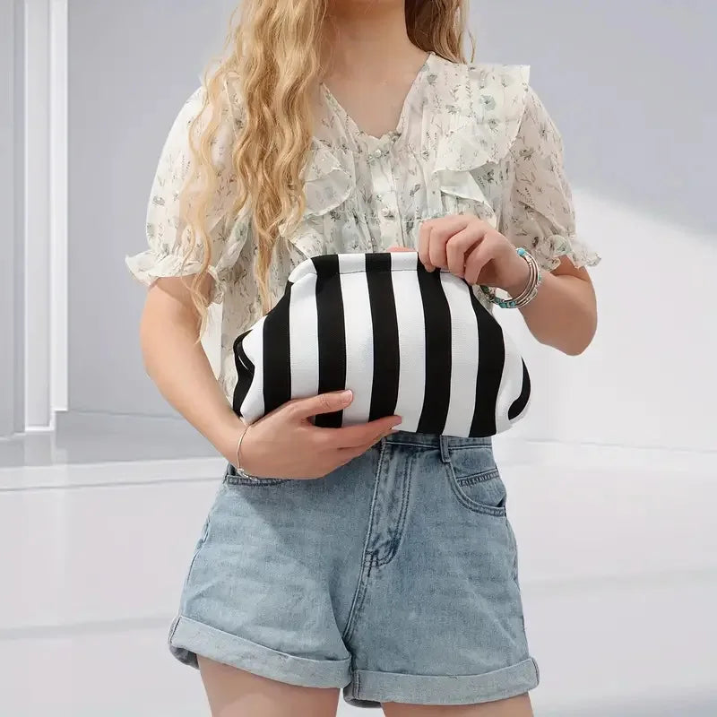 Woven Cloud Clutch Handbag