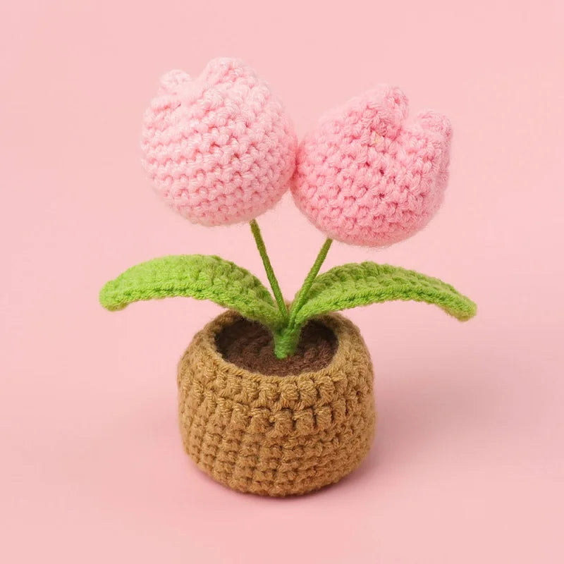 Crochet Tulip Pot Decor