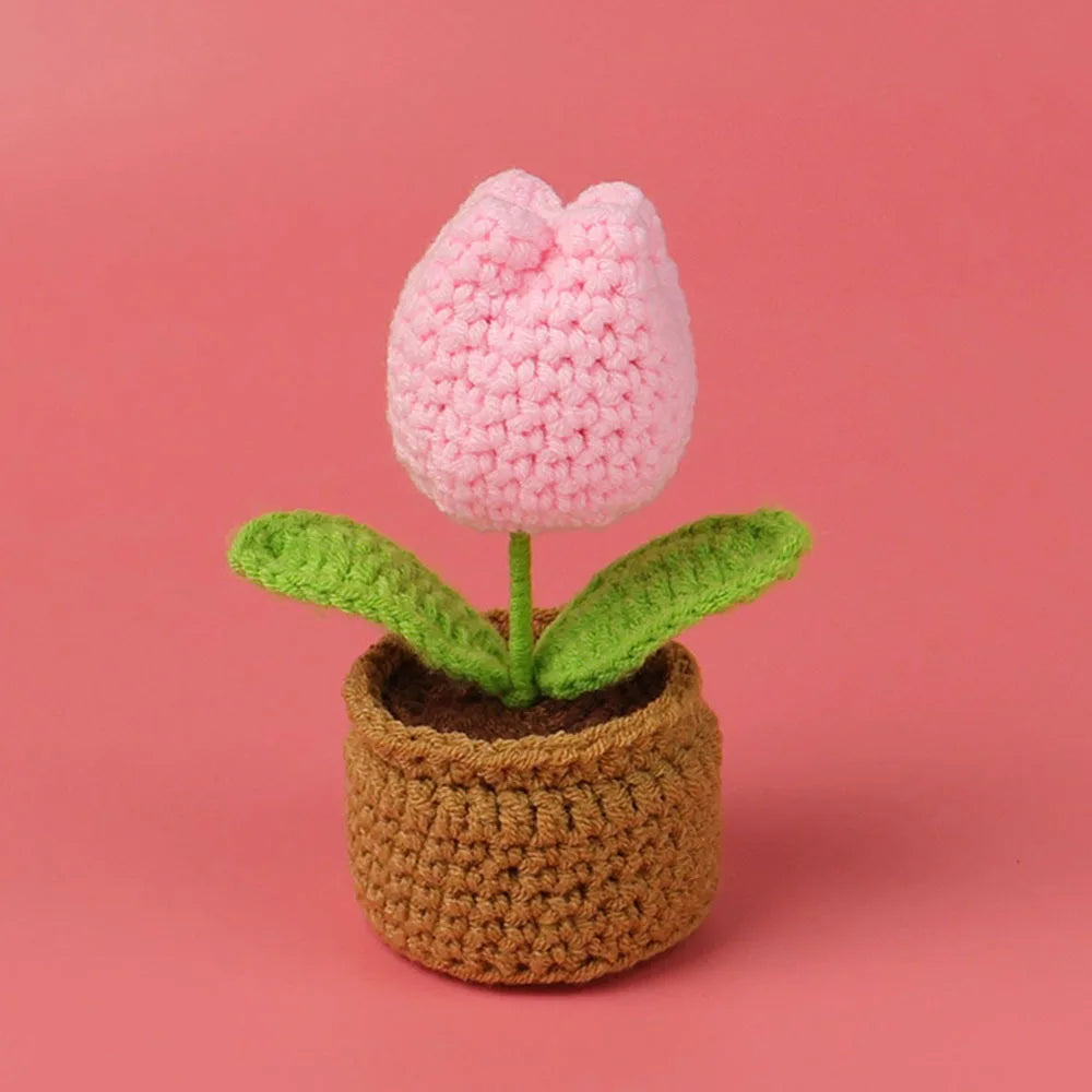 Crochet Tulip Pot Decor