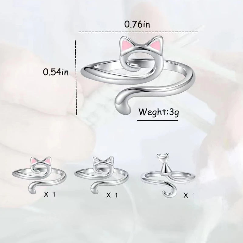 Adjustable Crochet Cute Cat Ring