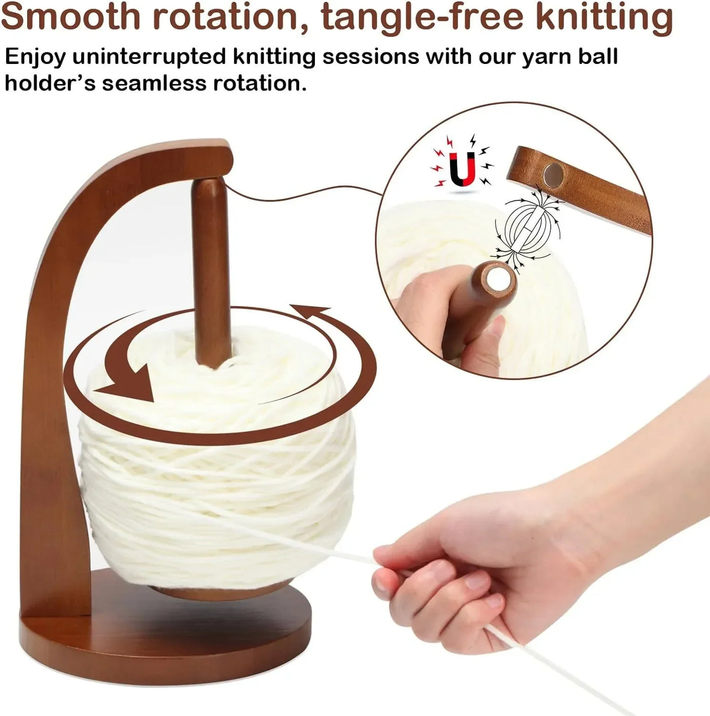 Wooden Rotating Yarn Holder Spinner