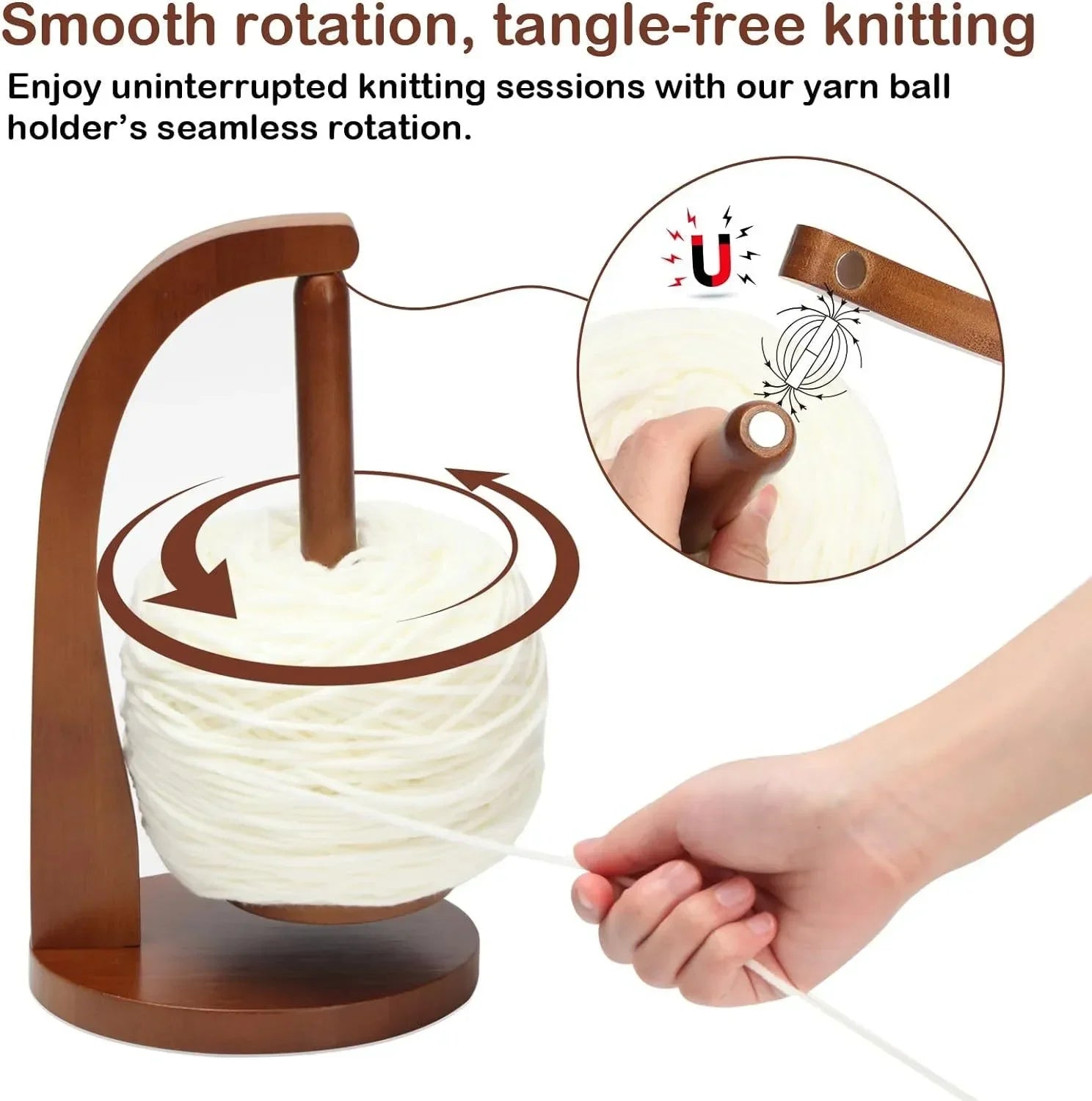 Wooden Rotating Yarn Holder Spinner