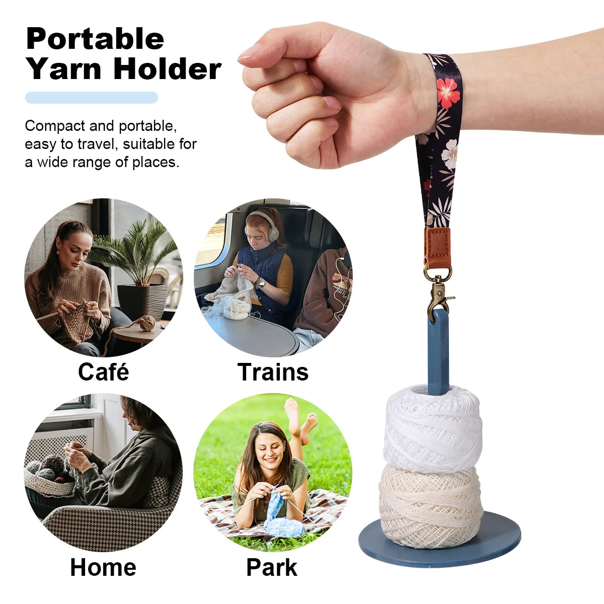 Yarn Holder Spinning Stand with Wrist Strap