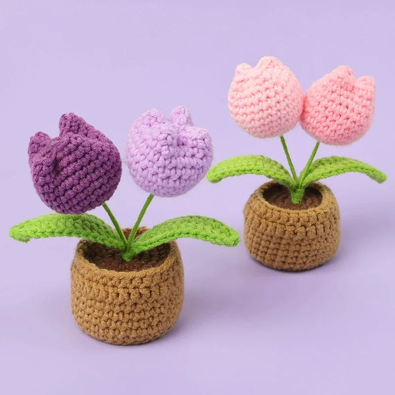 Crochet Tulip Pot Decor