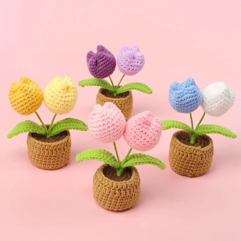 Crochet Tulip Pot Decor