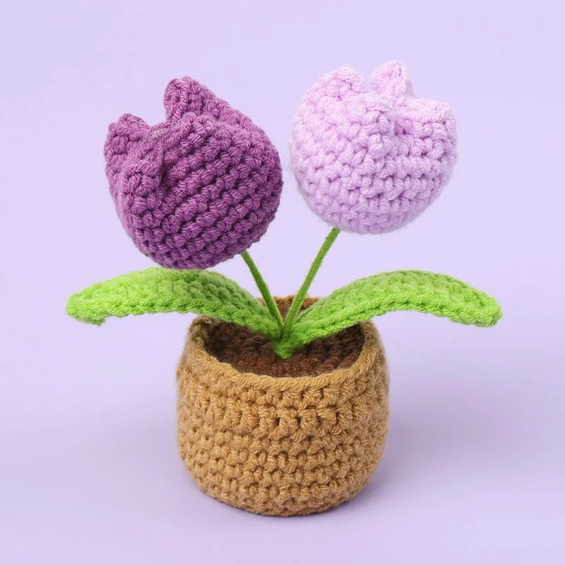 Crochet Tulip Pot Decor