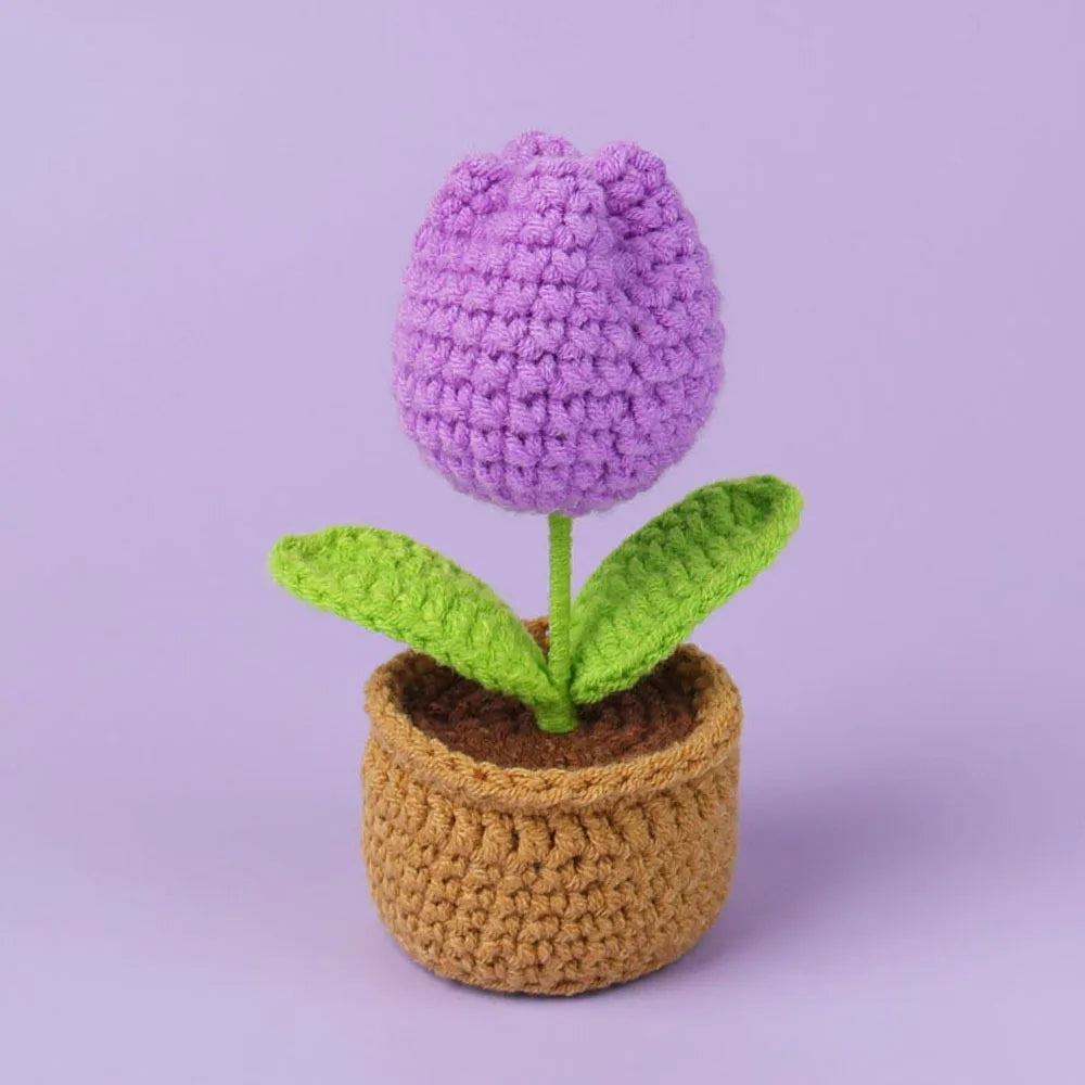 Crochet Tulip Pot Decor