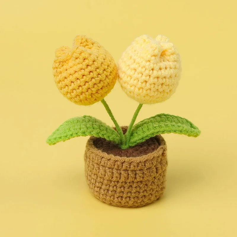 Crochet Tulip Pot Decor