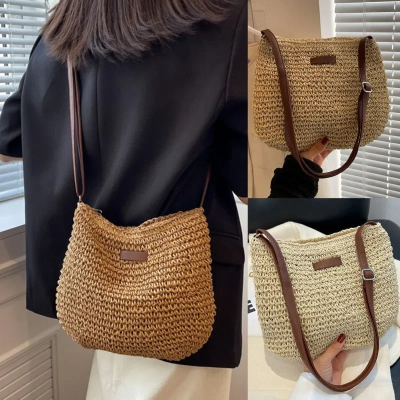 Summer Straw Crossbody Bag