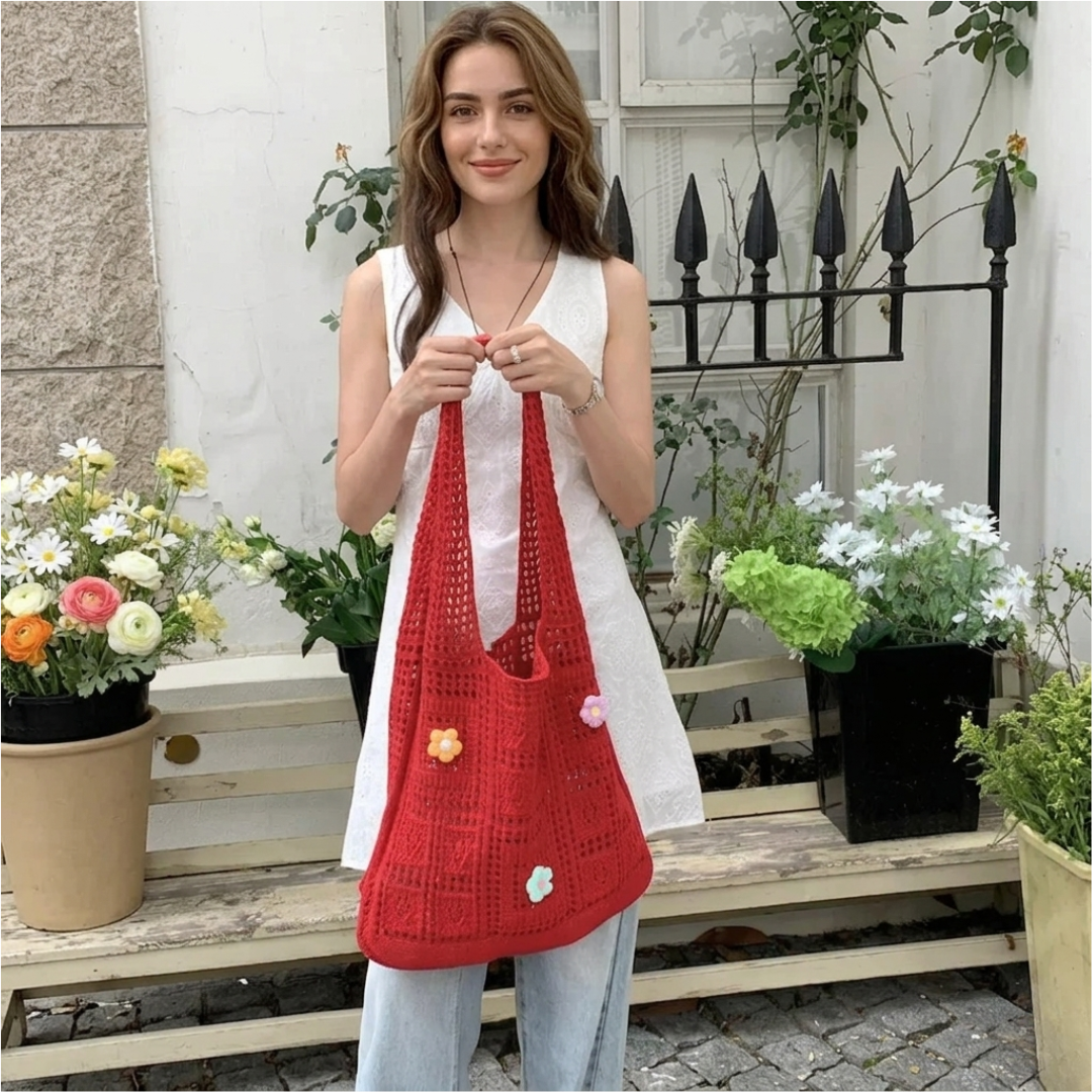 Knitted Hollow Tote Bag